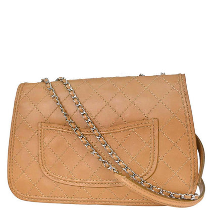 Chanel Brown Calfskin Wild Stitch Shoulder Bag