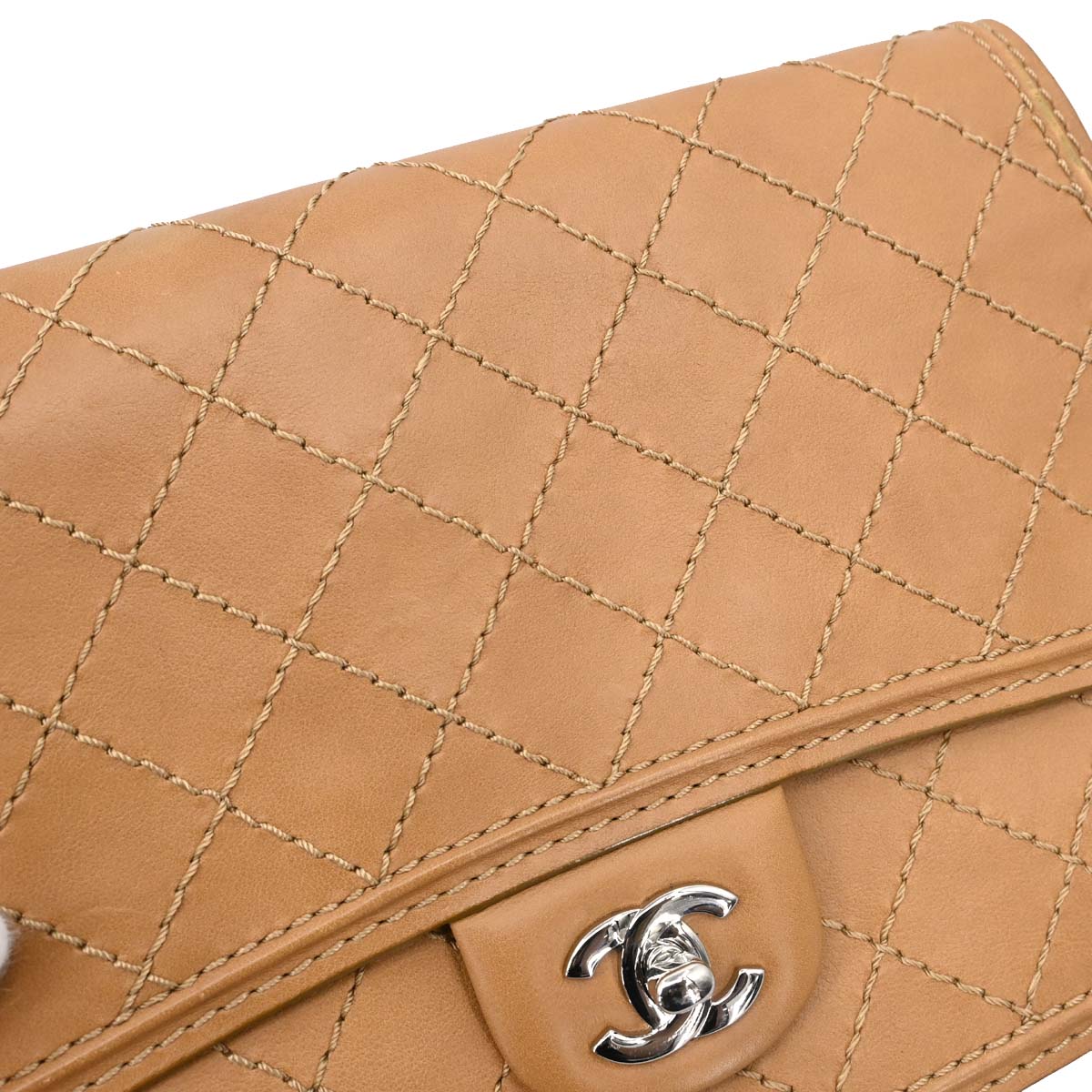 Chanel Brown Calfskin Wild Stitch Shoulder Bag