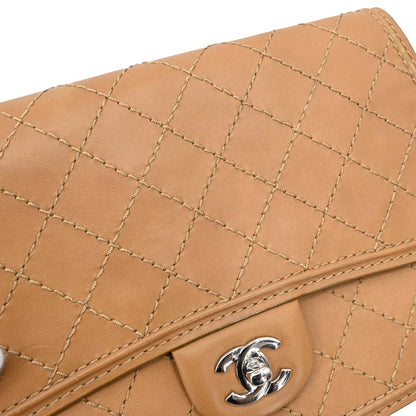 Chanel Brown Calfskin Wild Stitch Shoulder Bag
