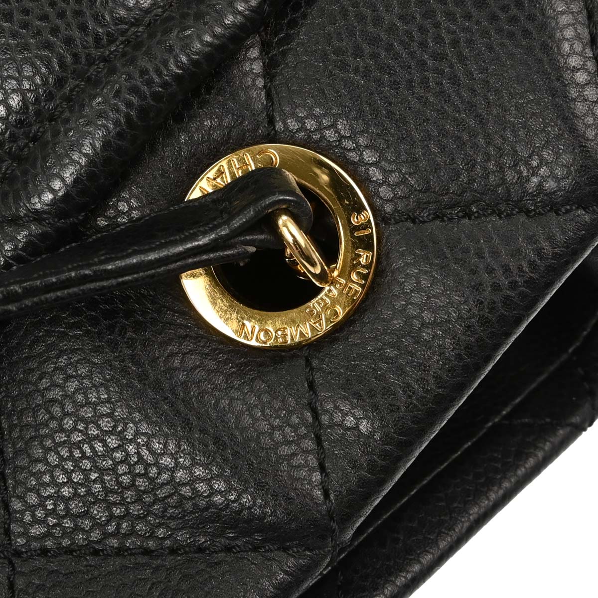 Chanel Black Caviar Skin Timeless Shopping Tote Chain Handbag
