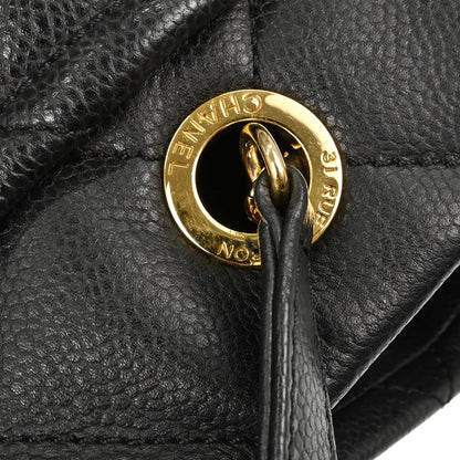 Chanel Black Caviar Skin Timeless Shopping Tote Chain Handbag