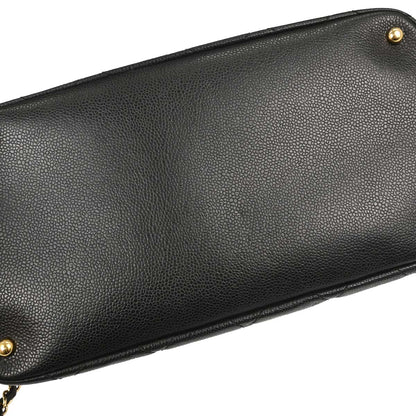 Chanel Black Caviar Skin Timeless Shopping Tote Chain Handbag