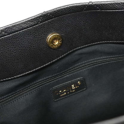 Chanel Black Caviar Skin Timeless Shopping Tote Chain Handbag