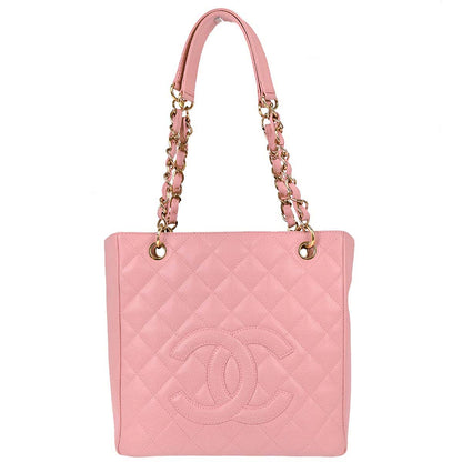 Chanel 2003-2004 Pink Caviar Skin Petite Shopping Tote PST Chain Handbag