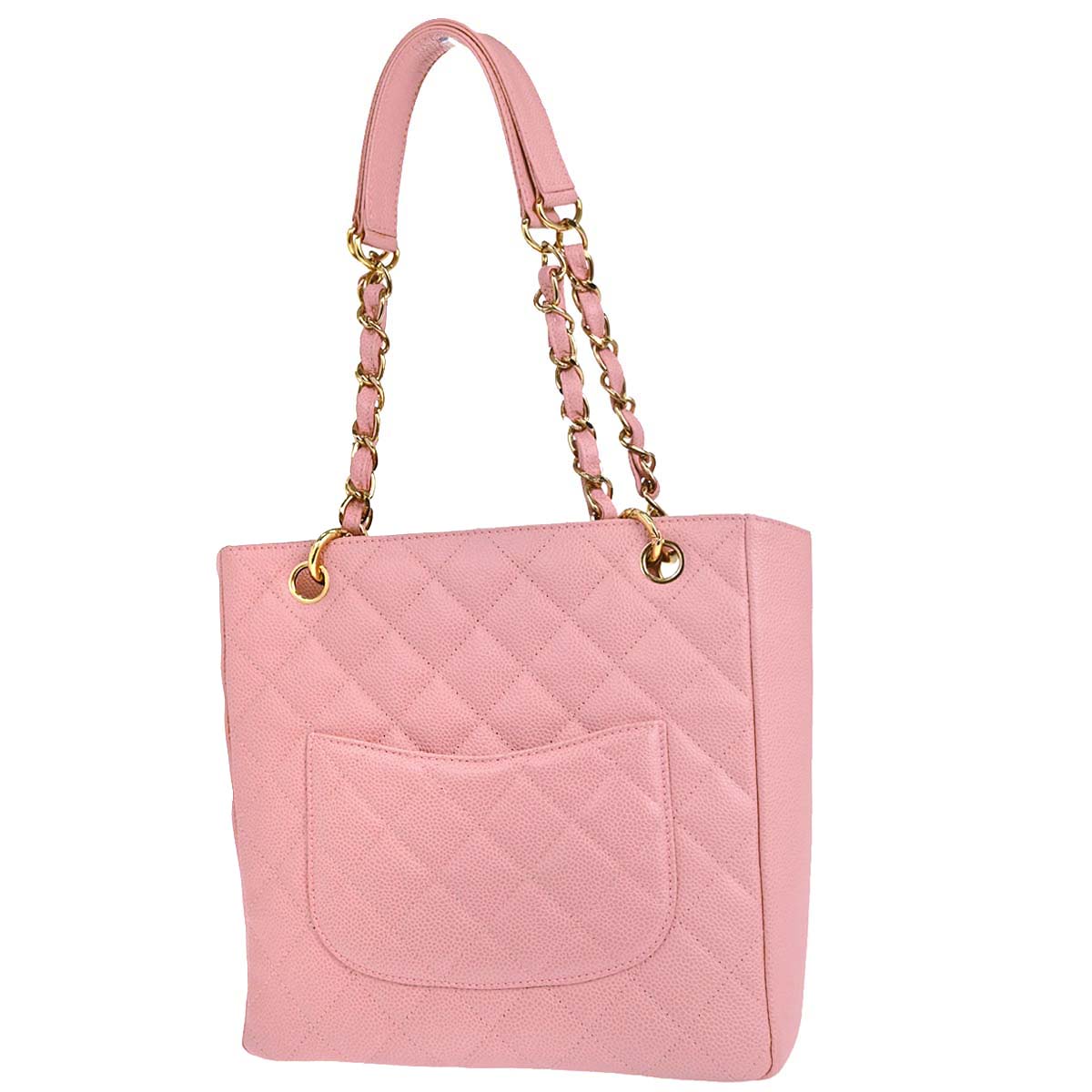 Chanel 2003-2004 Pink Caviar Skin Petite Shopping Tote PST Chain Handbag