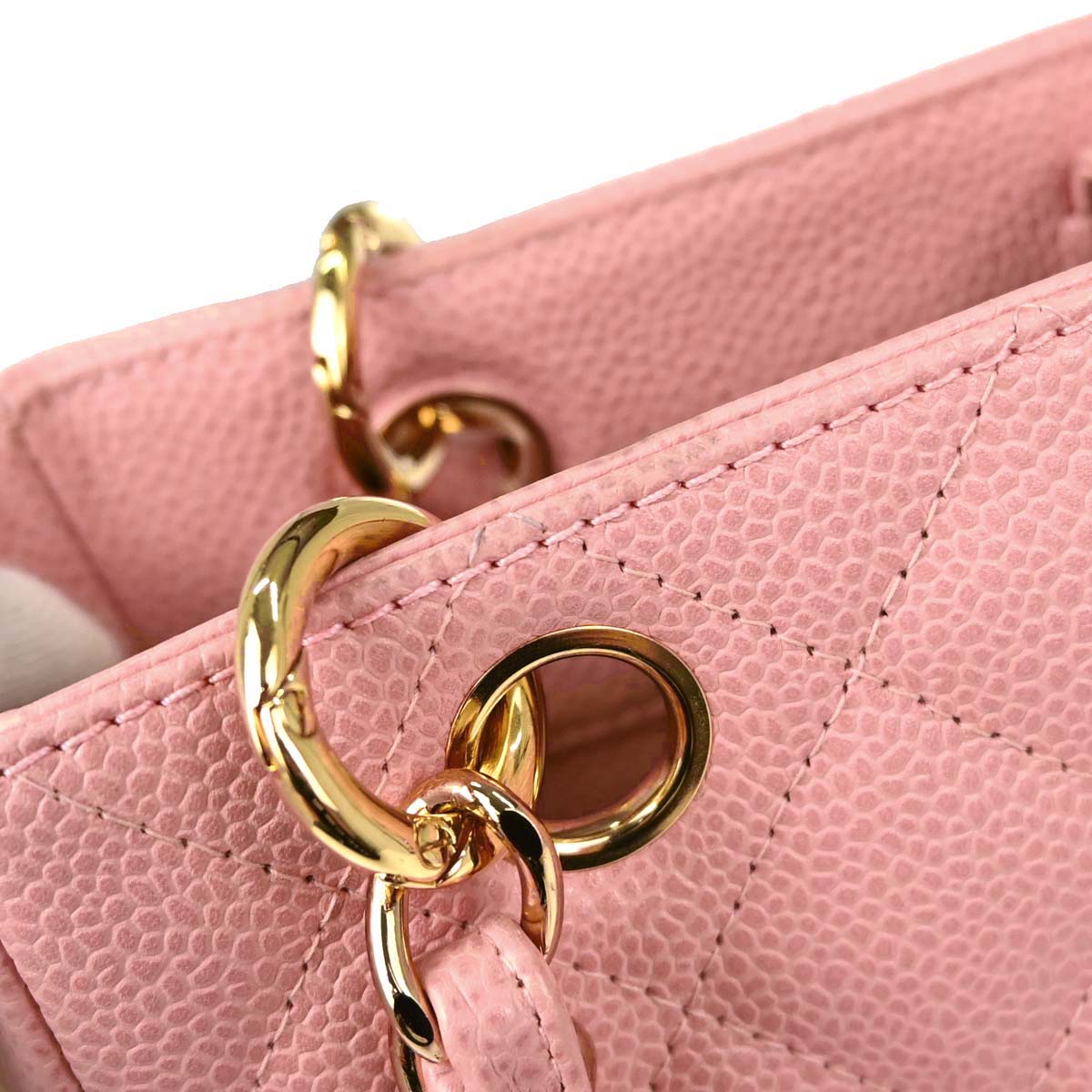 Chanel 2003-2004 Pink Caviar Skin Petite Shopping Tote PST Chain Handbag