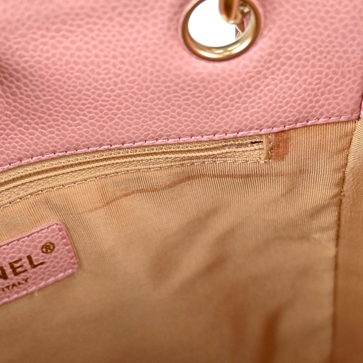 Chanel 2003-2004 Pink Caviar Skin Petite Shopping Tote PST Chain Handbag