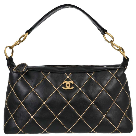 Chanel 2005-2006 Black Calfskin Wild Stitch Handbag