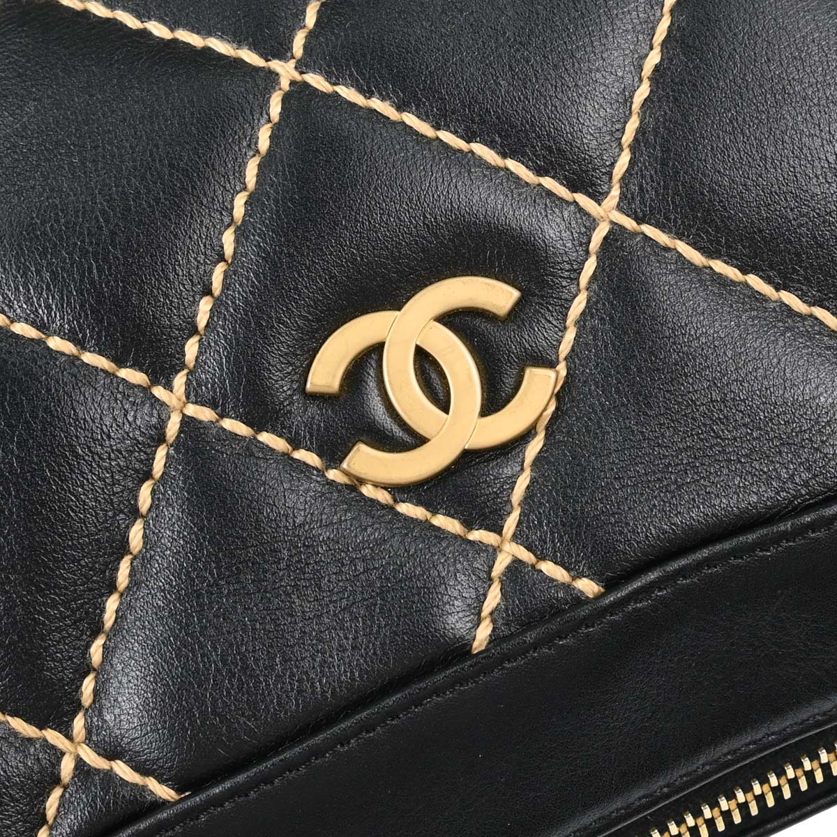 Chanel 2005-2006 Black Calfskin Wild Stitch Handbag