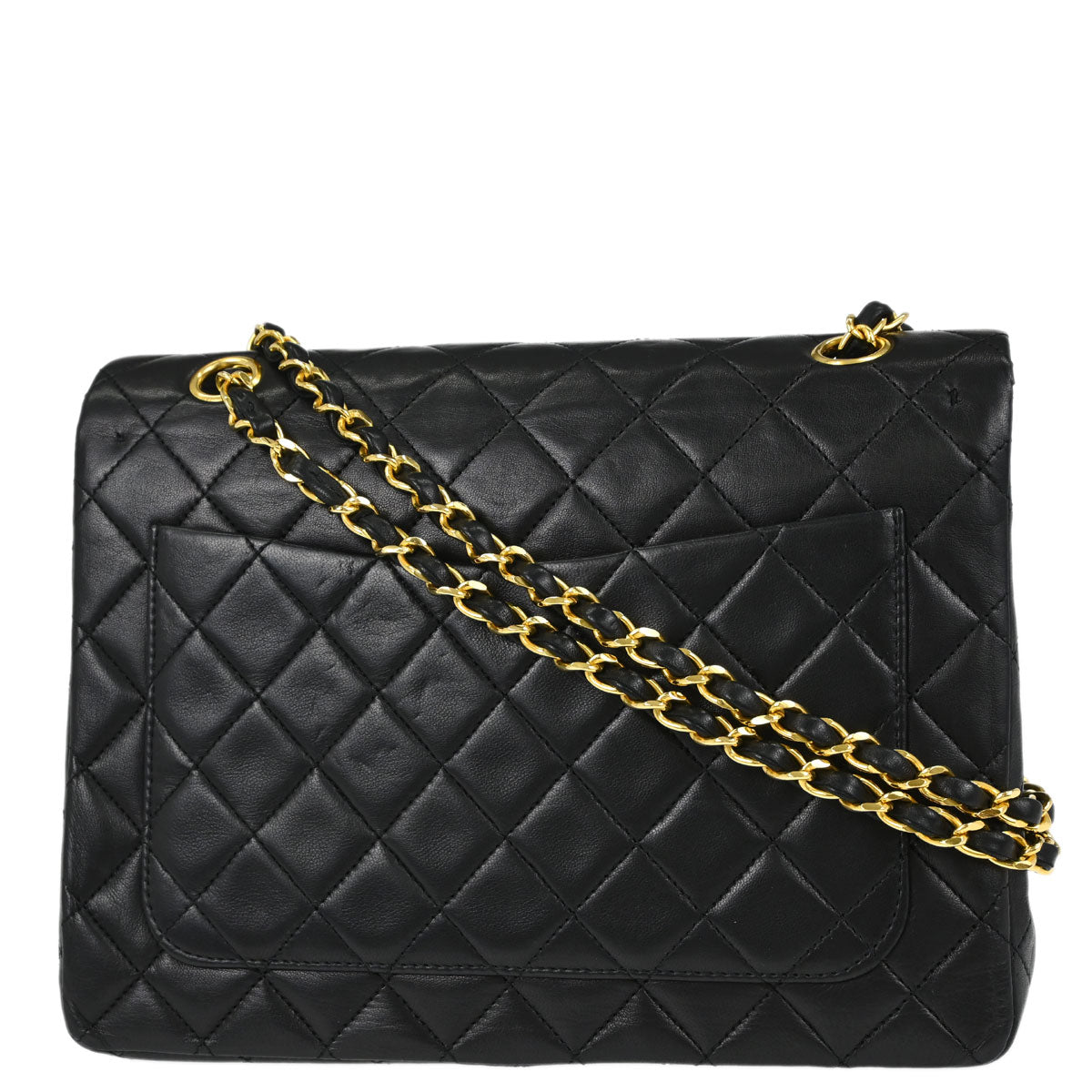Chanel Black Lambskin Double Flap Shoulder Bag