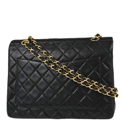 Chanel Black Lambskin Double Flap Shoulder Bag