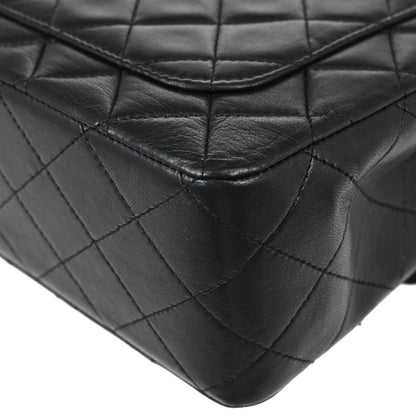 Chanel Black Lambskin Double Flap Shoulder Bag