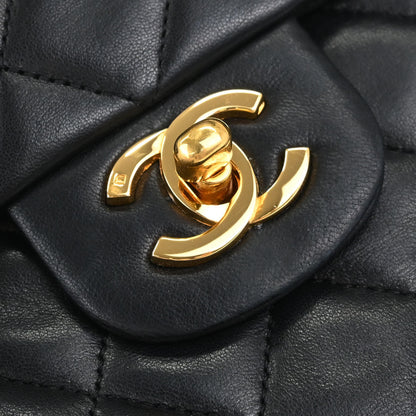 Chanel Black Lambskin Double Flap Shoulder Bag