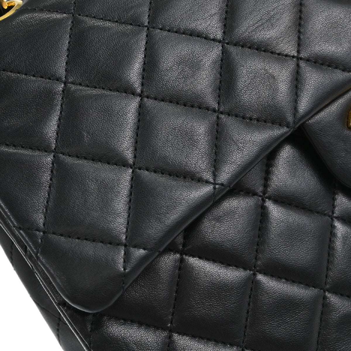 Chanel Black Lambskin Double Flap Shoulder Bag