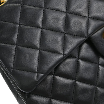 Chanel Black Lambskin Double Flap Shoulder Bag