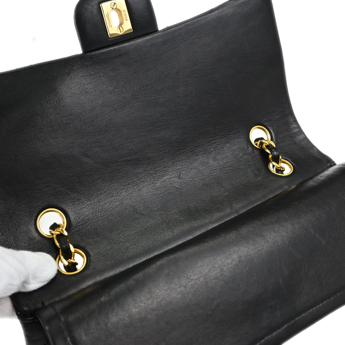 Chanel Black Lambskin Double Flap Shoulder Bag