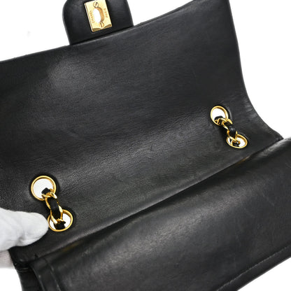 Chanel Black Lambskin Double Flap Shoulder Bag