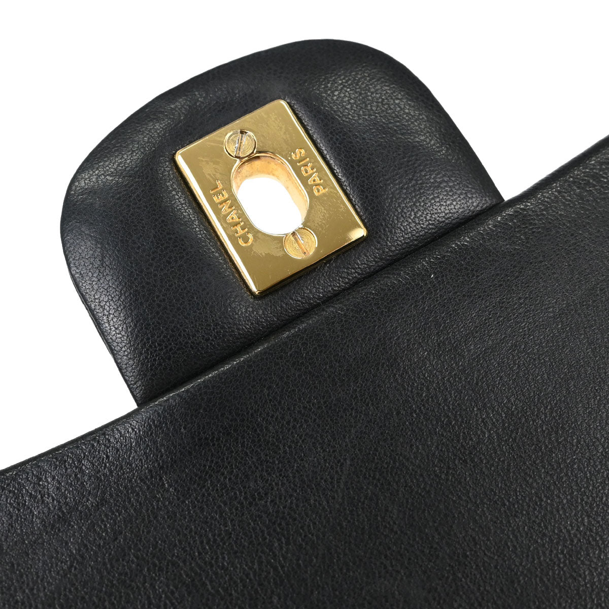 Chanel Black Lambskin Double Flap Shoulder Bag