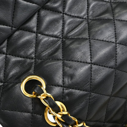 Chanel Black Lambskin Double Flap Shoulder Bag