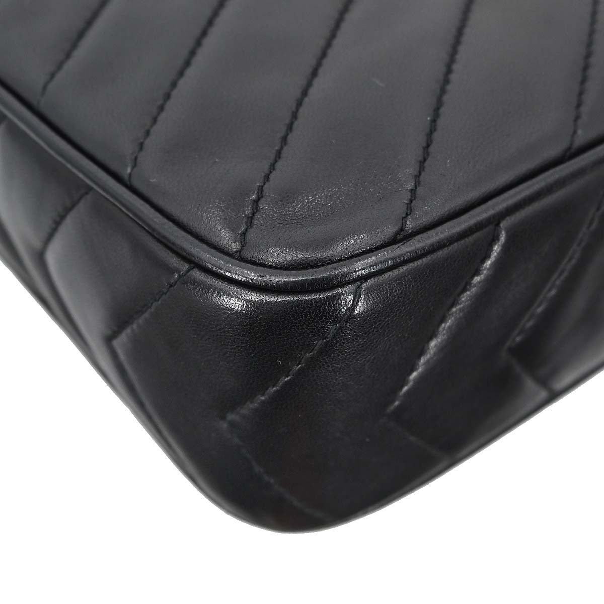 Chanel 1991-1994 Black Lambskin Chevron Camera Bag Small
