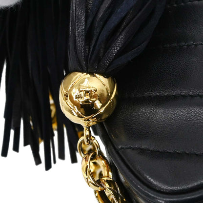 Chanel 1991-1994 Black Lambskin Chevron Camera Bag Small