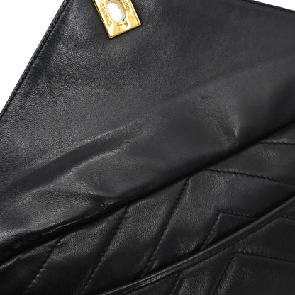 Chanel 1991-1994 Black Lambskin Chevron Camera Bag Small