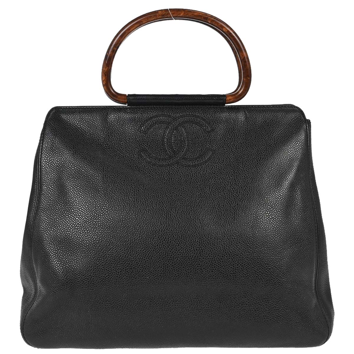 Chanel 2000-2001 Black Caviar Skin Tote Handbag