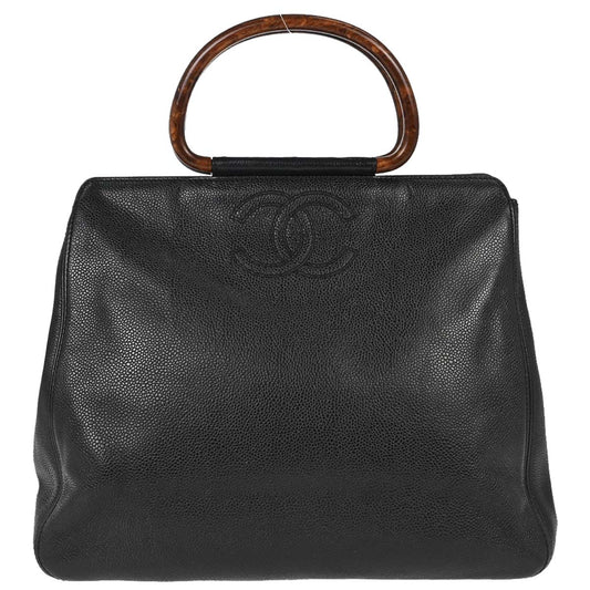 Chanel 2000-2001 Black Caviar Skin Tote Handbag