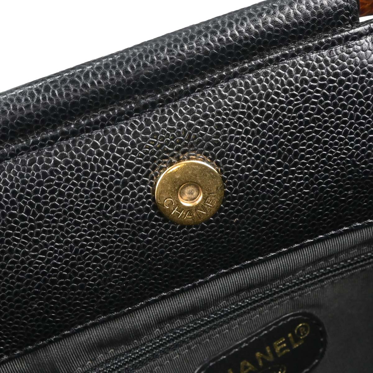 Chanel 2000-2001 Black Caviar Skin Tote Handbag