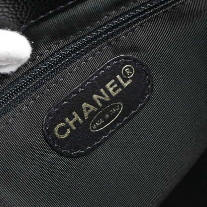 Chanel 2000-2001 Black Caviar Skin Tote Handbag