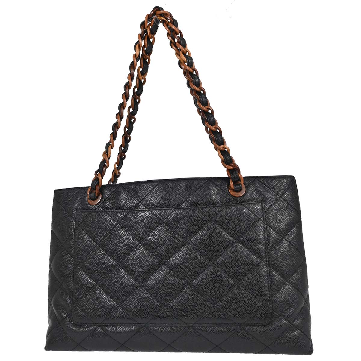 Chanel Black Caviar Skin Tote Chain Handbag
