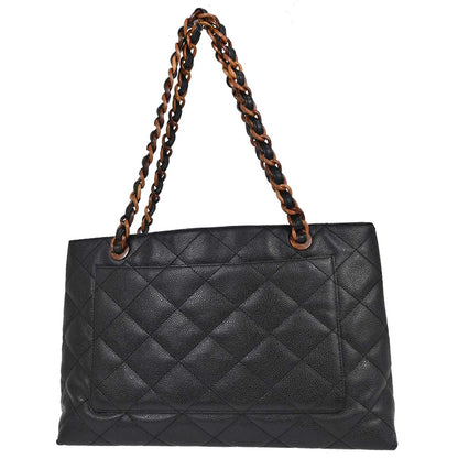 Chanel Black Caviar Skin Tote Chain Handbag