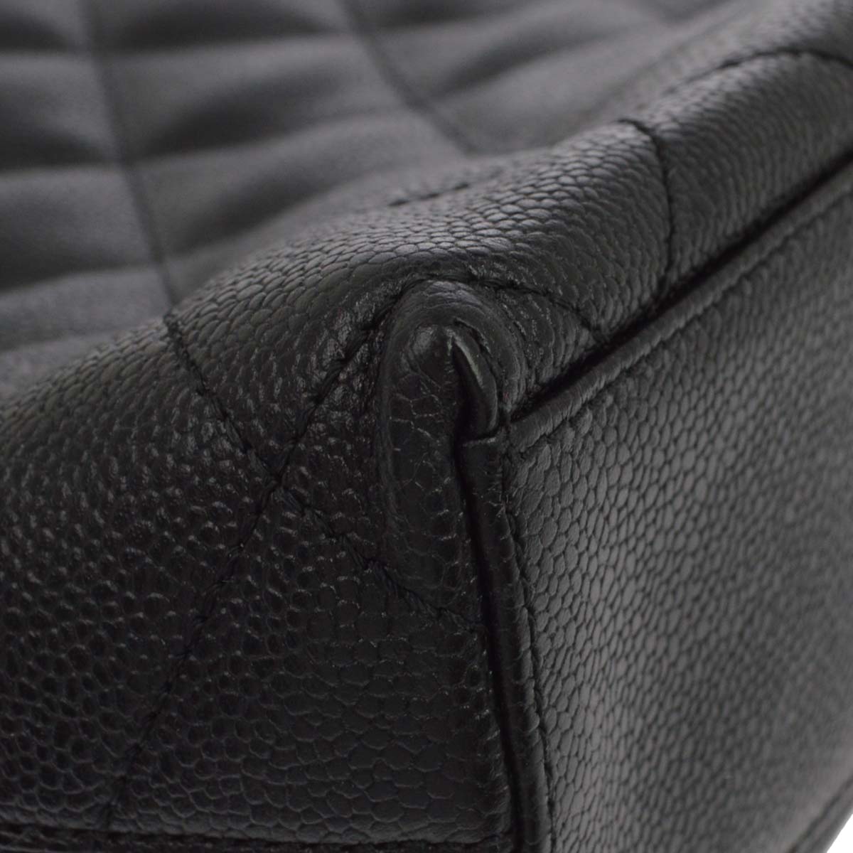 Chanel Black Caviar Skin Tote Chain Handbag