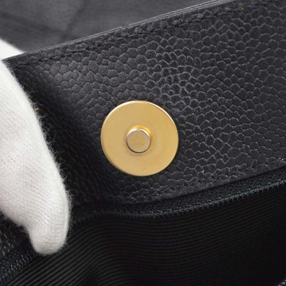 Chanel Black Caviar Skin Tote Chain Handbag