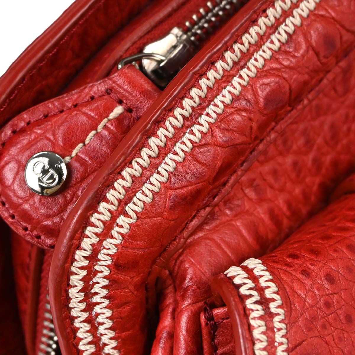 Christian Dior * Red Crocodile Detective Bag Handbag