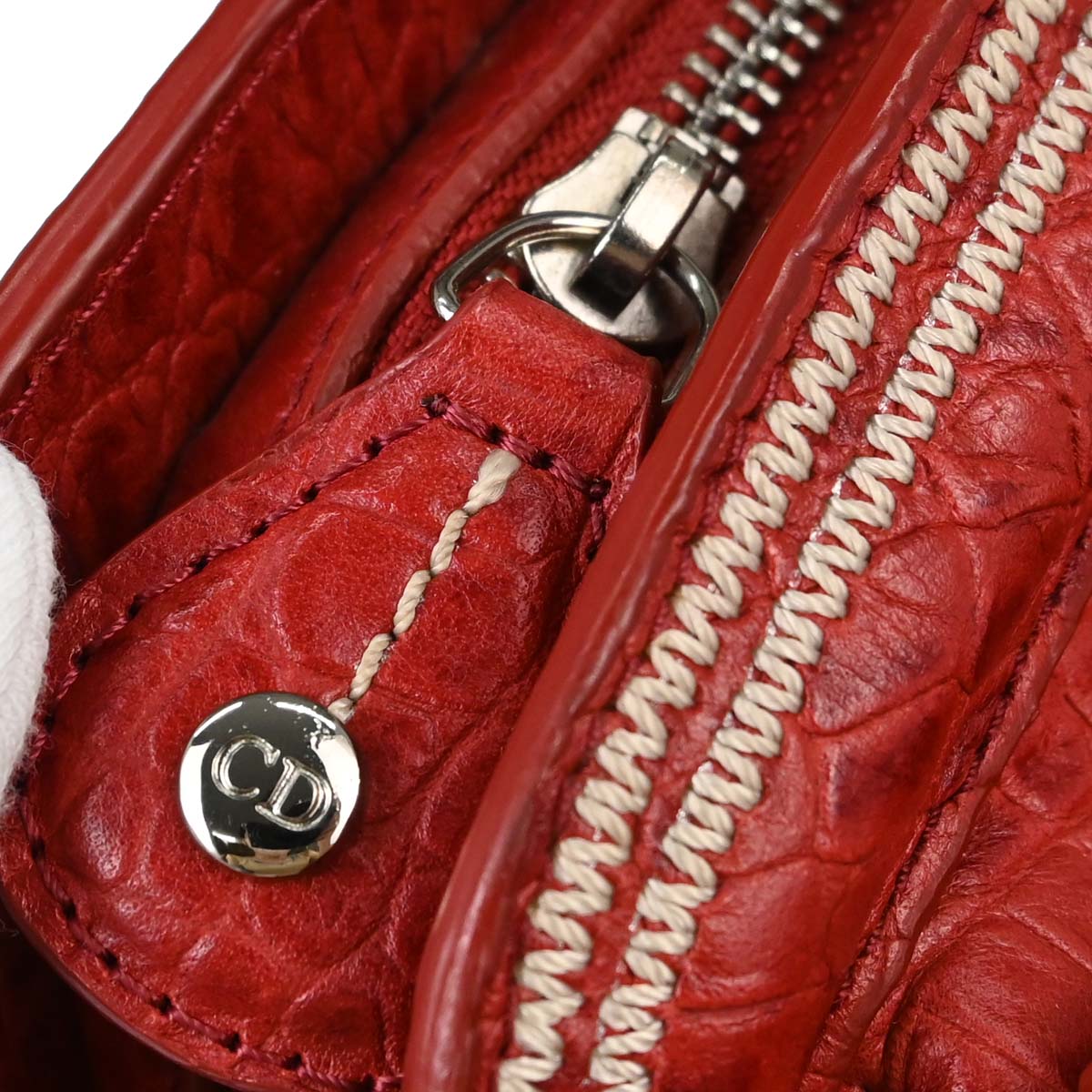 Christian Dior * Red Crocodile Detective Bag Handbag