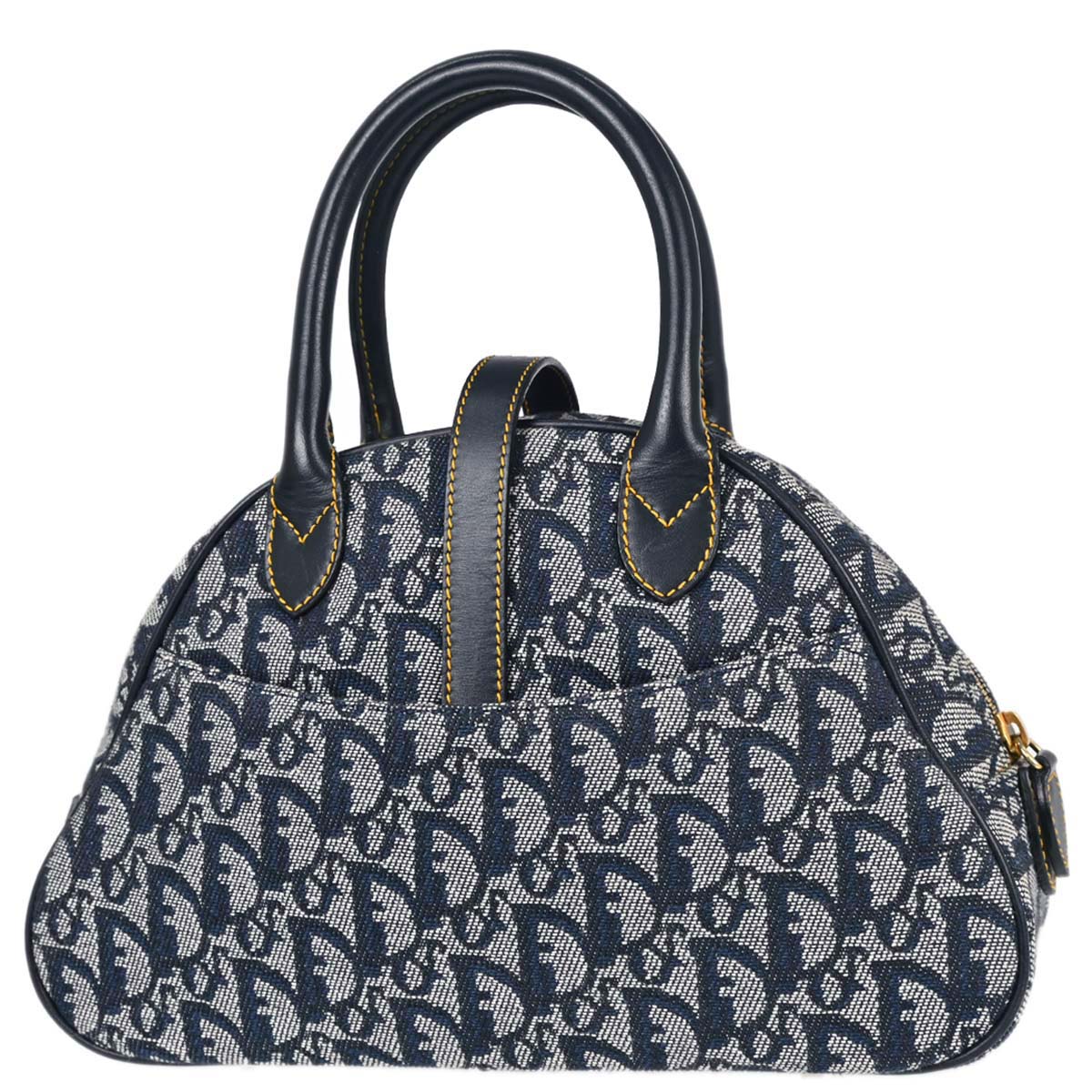 Christian Dior Navy Canvas Trotter Double Saddle Handbag