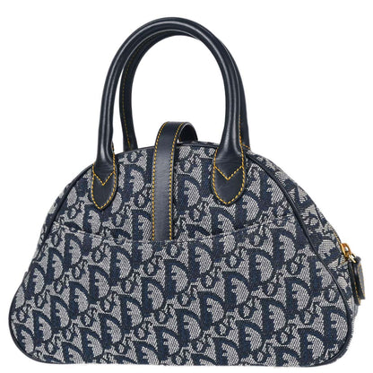 Christian Dior Navy Canvas Trotter Double Saddle Handbag