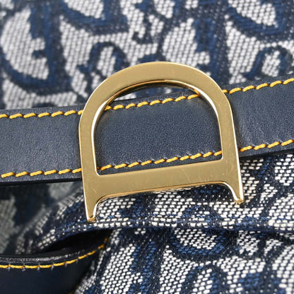 Christian Dior Navy Canvas Trotter Double Saddle Handbag
