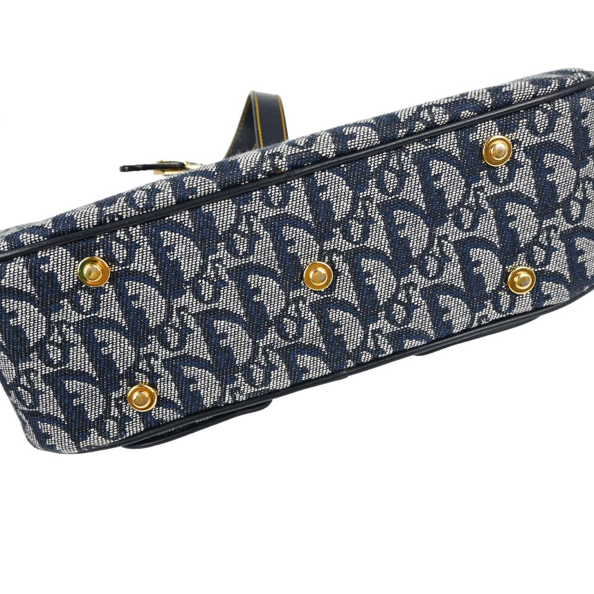 Christian Dior Navy Canvas Trotter Double Saddle Handbag