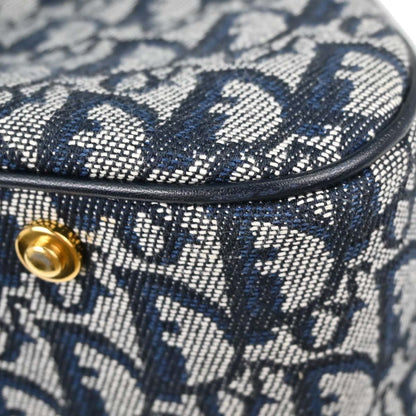 Christian Dior Navy Canvas Trotter Double Saddle Handbag
