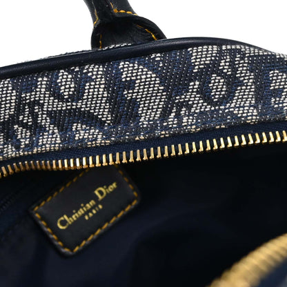 Christian Dior Navy Canvas Trotter Double Saddle Handbag