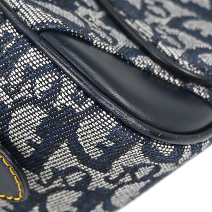 Christian Dior Navy Canvas Trotter Double Saddle Handbag