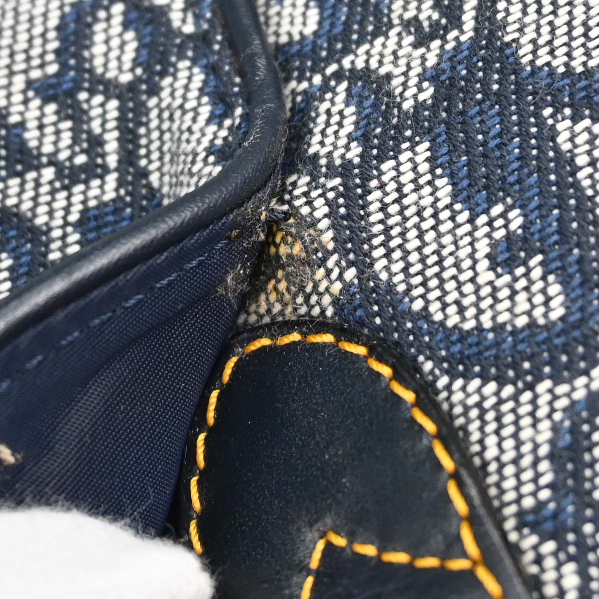Christian Dior Navy Canvas Trotter Double Saddle Handbag