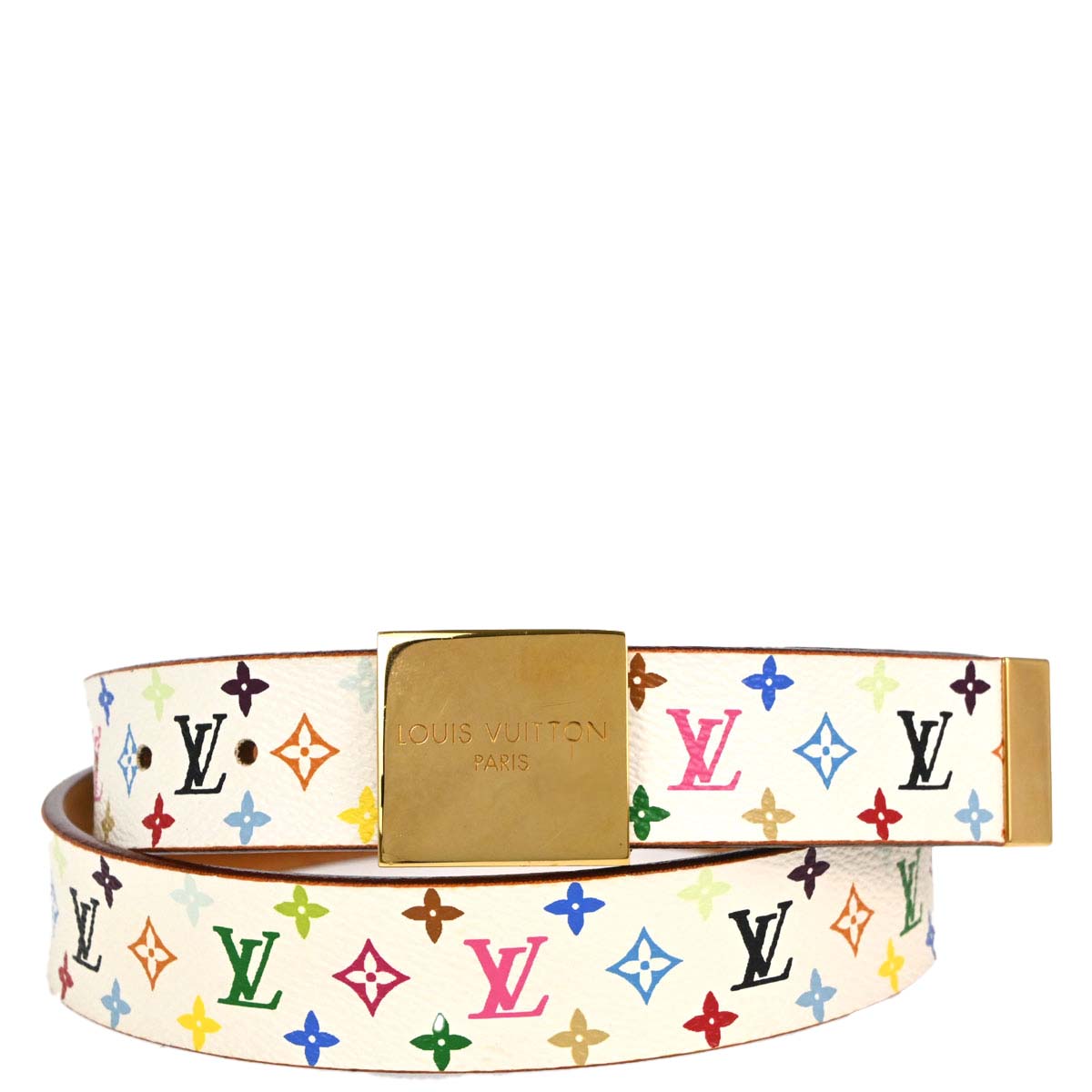 Louis Vuitton White Multicolor Ceinture Carre Belt #90/36 M9270U