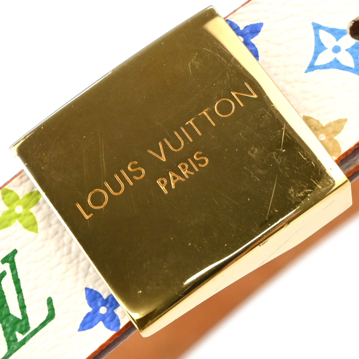 Louis Vuitton White Multicolor Ceinture Carre Belt #90/36 M9270U