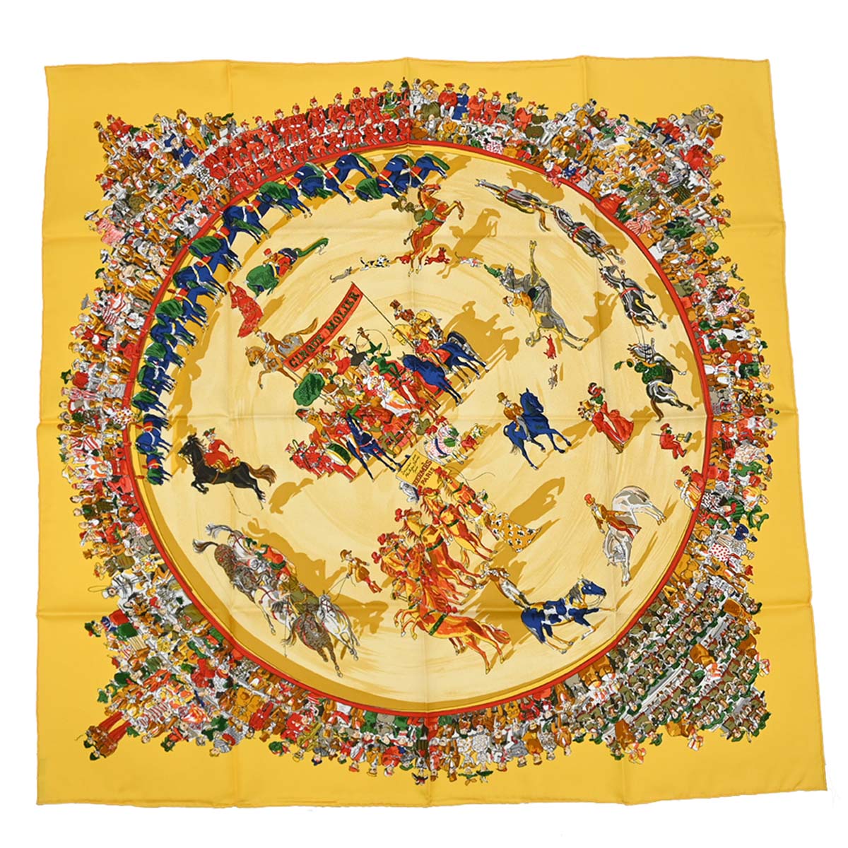 Hermes Scarf Carre 90 Cirque Molier Yellow Small Good