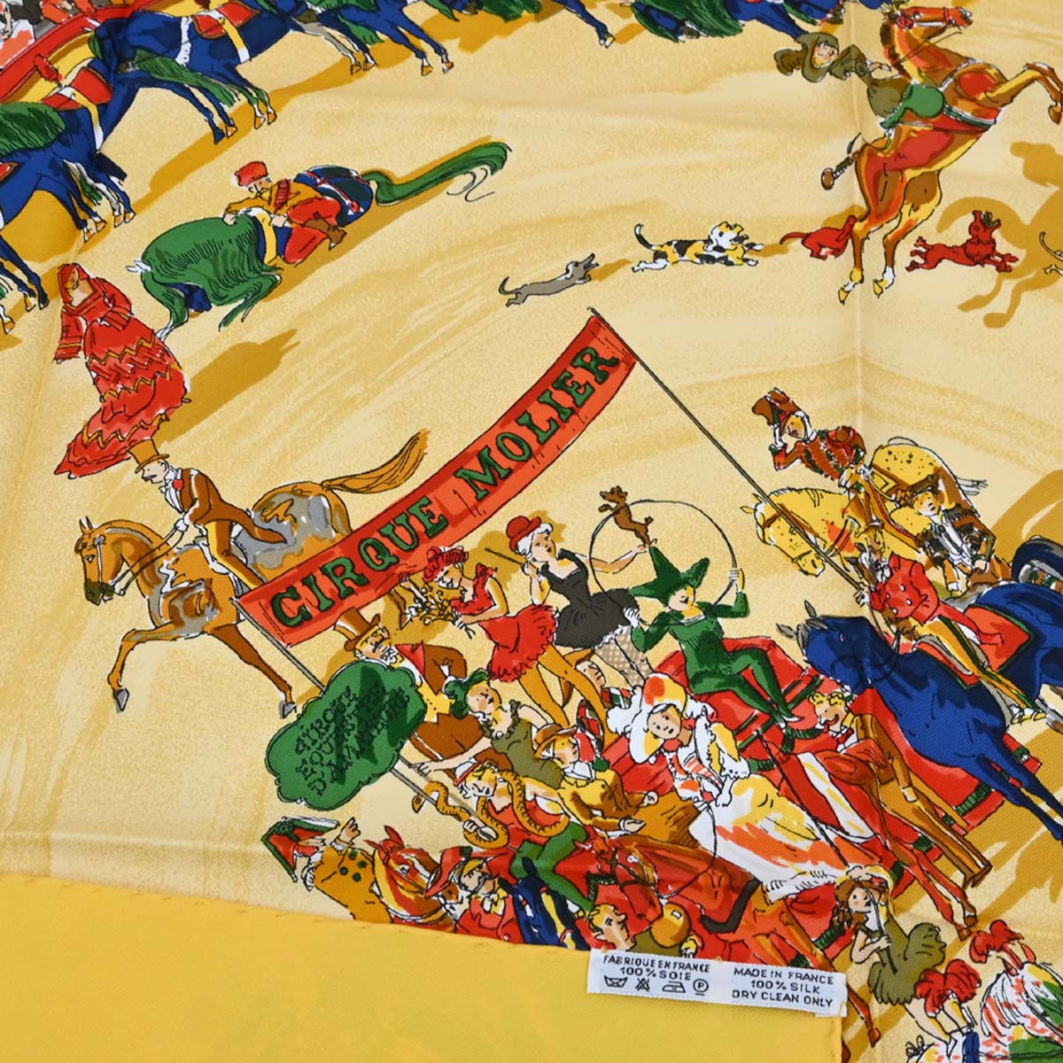 Hermes Scarf Carre 90 Cirque Molier Yellow Small Good