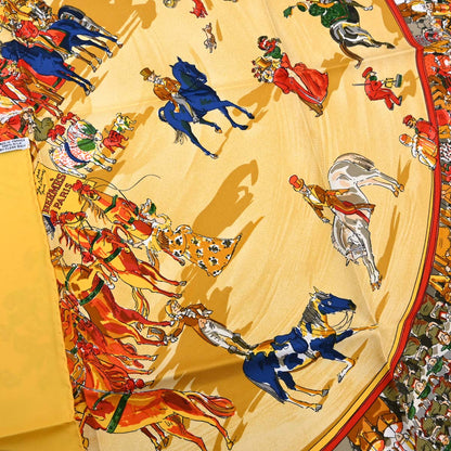 Hermes Scarf Carre 90 Cirque Molier Yellow Small Good
