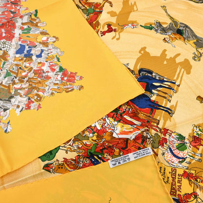 Hermes Scarf Carre 90 Cirque Molier Yellow Small Good